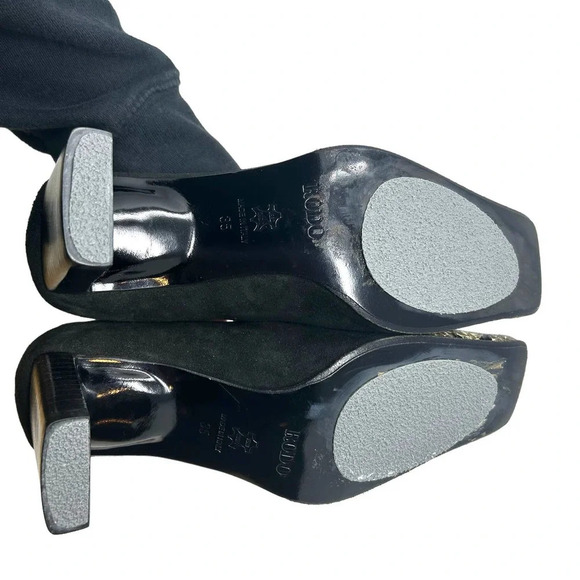 RODO Black Square Snakeskin Toe Western Style Heels Size 35 / US 5 - Picture 9 of 9